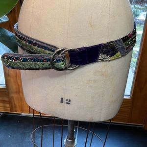Lucky brand boho belt. Sliver double buckle. 45” of velvet & silky tapestry.